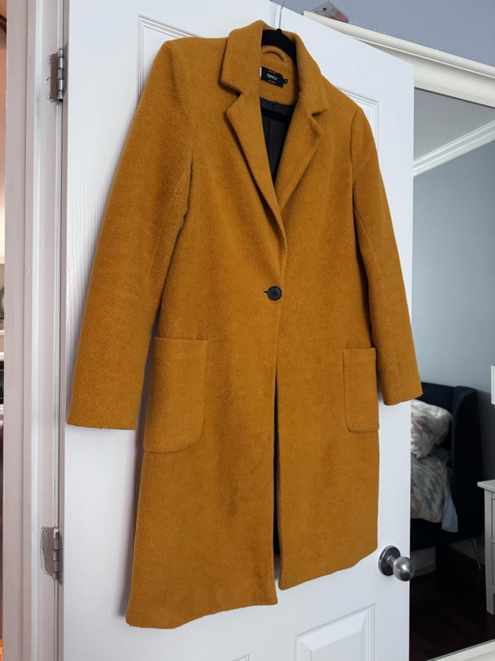 ONLY Mustard Single-Button Long Trench Coat